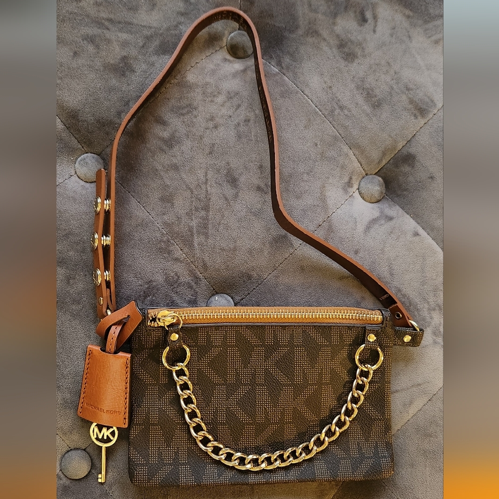 MICHAEL Michael Kors Brown and Gold Chain Crossbody Bag